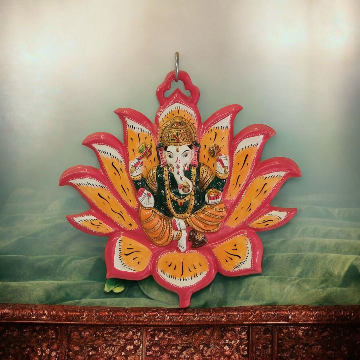 Ganeshji on Lotus Metal base Wall Decor