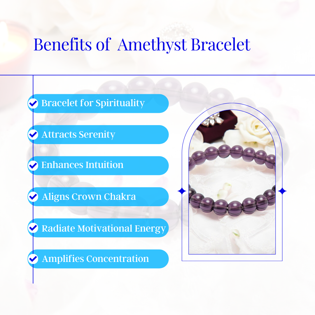 Amethyst Crystal Bracelet | 100% Authentic | Beads Size 8mm