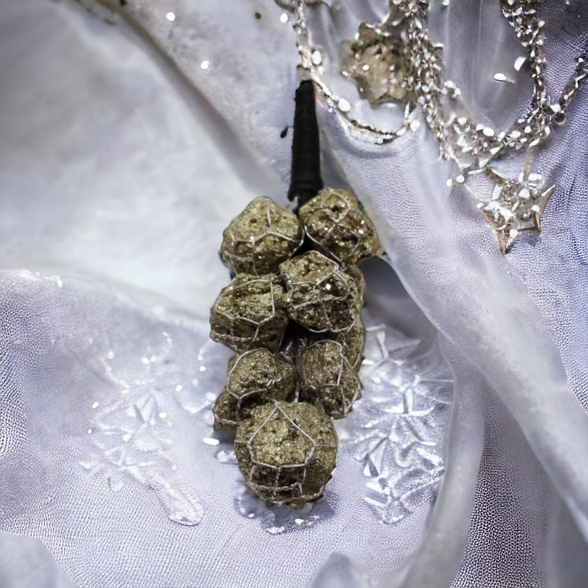 pyrite crystal hanging bunch