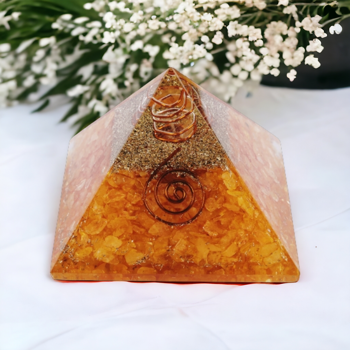 Citrine Natural Crystal Stone Orgonite Crystal Pyramid