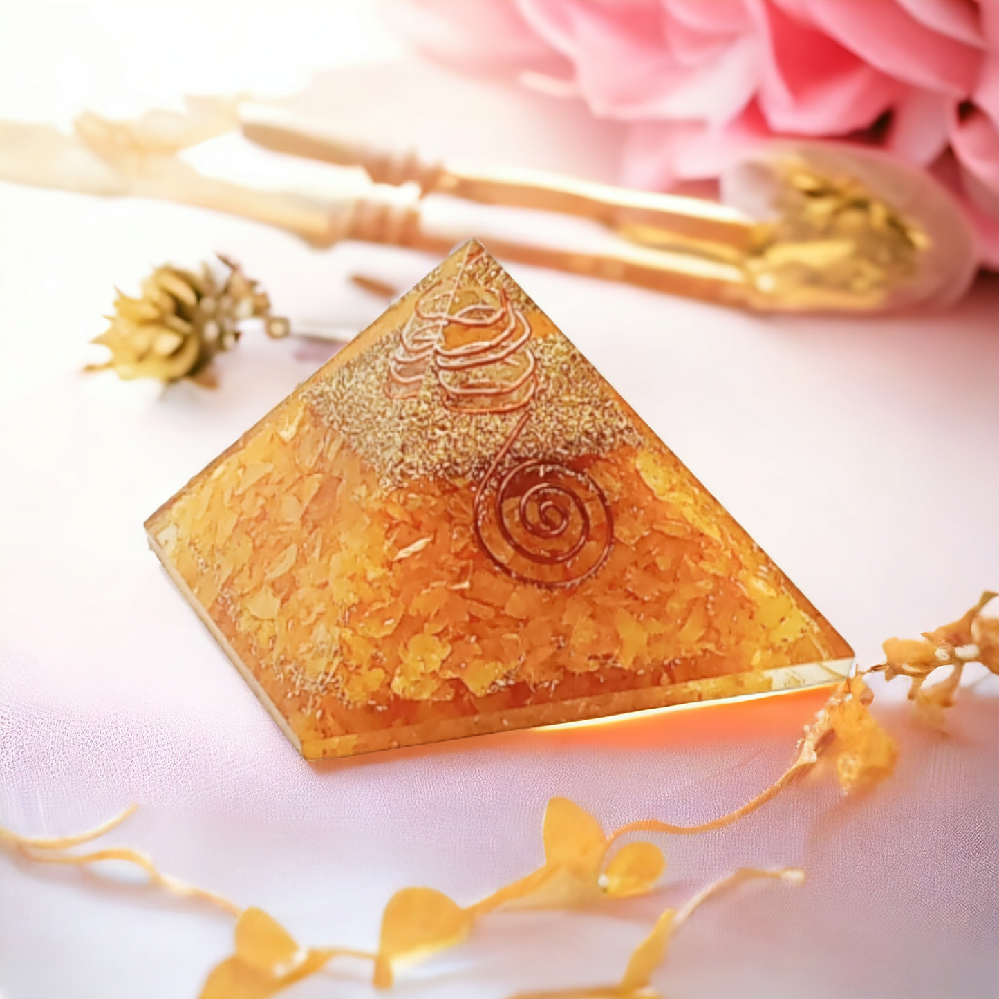 Citrine Natural Crystal Stone Orgonite Crystal Pyramid