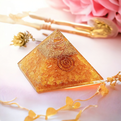 Citrine Natural Crystal Stone Orgonite Crystal Pyramid