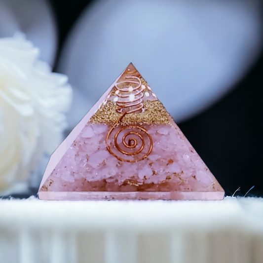 Rose Quartz Natural Crystal Stone Orgonite Pyramid