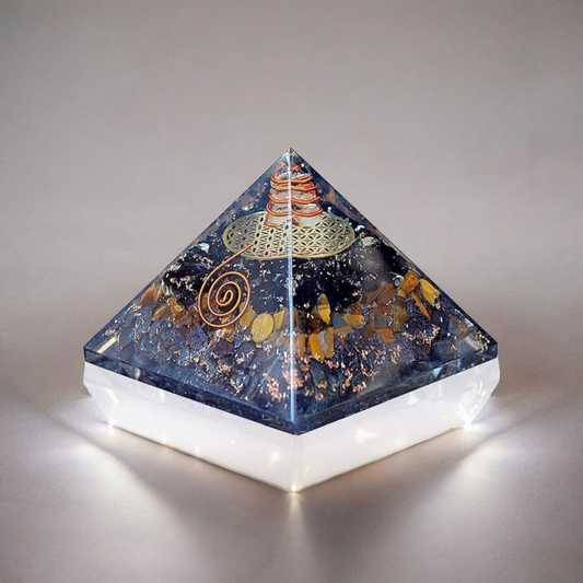 Triple Protection Natural Crystal Stone Orgonite Pyramid