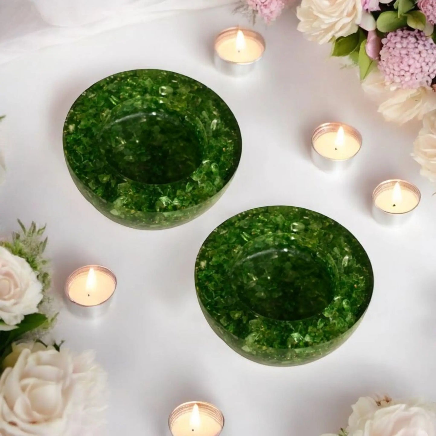 Jade Orgonite Candle Holder (Pack of 2)