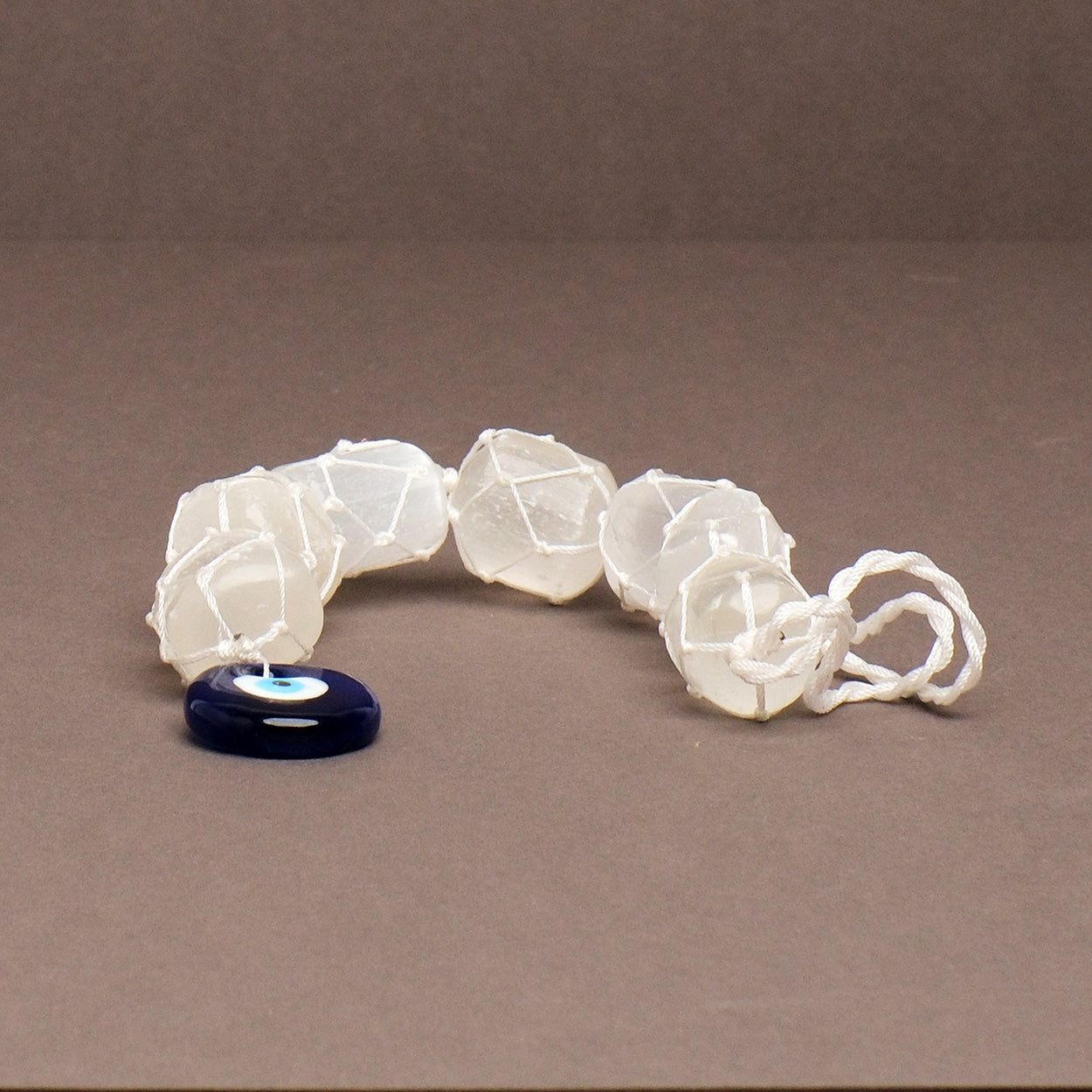 Selenite with Evil Eye Natural Crystal Stone Wall Hanging