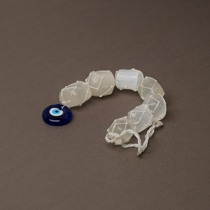 Selenite with Evil Eye Natural Crystal Stone Wall Hanging