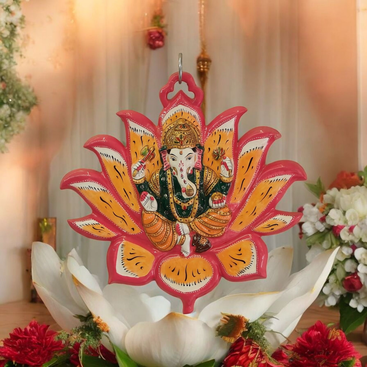 Ganeshji on Lotus Metal base Wall Decor