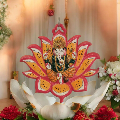 Ganeshji on Lotus Metal base Wall Decor