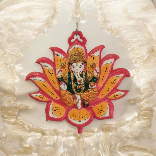 Ganeshji on Lotus Metal base Wall Decor
