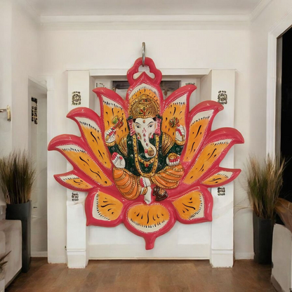 Ganeshji on Lotus Metal base Wall Decor