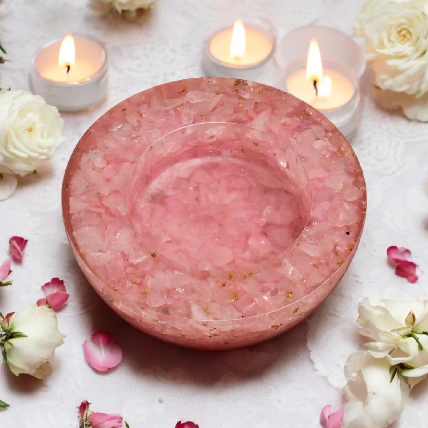 Rose Quartz Orgonite Candle Holder