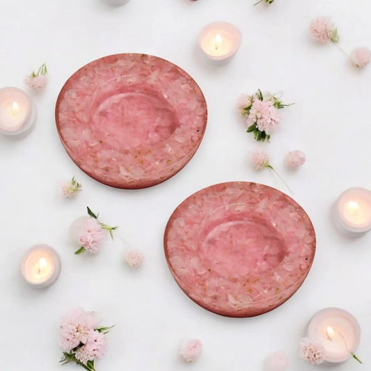 Rose Quartz Orgonite Candle Holder (Pack of 2)