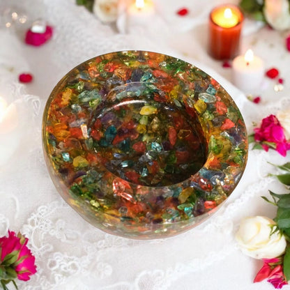 Seven Chakra Orgonite Candle Holder