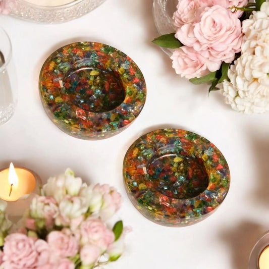 Seven Chakra Orgonite Candle Holder (Pack of 2)